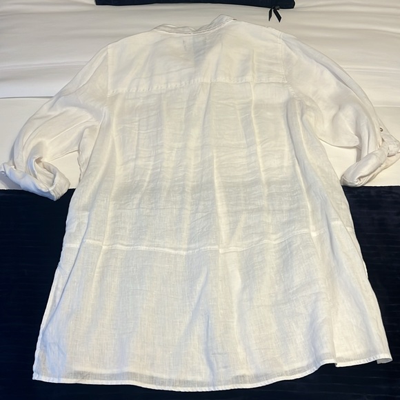 Tahari White Linen Tunic Top - Picture 6 of 6